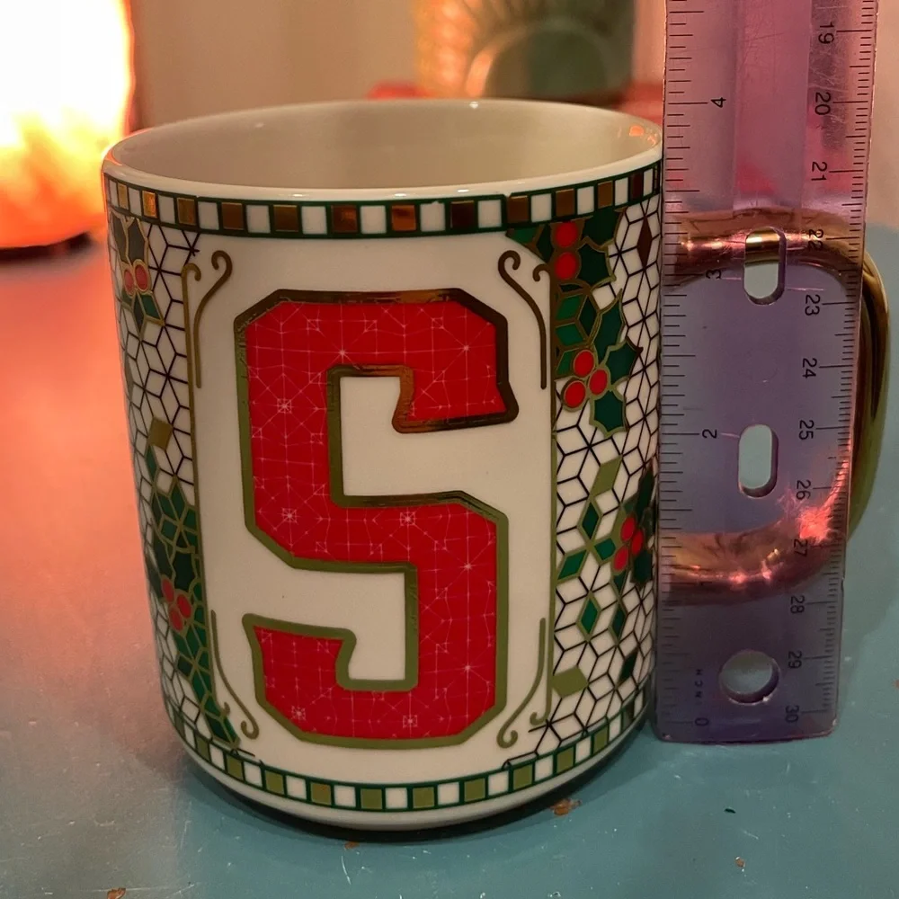 Monogram “S” Festive 14oz Creative Crate Mug–Anthropologie Bistro Tile Inspired